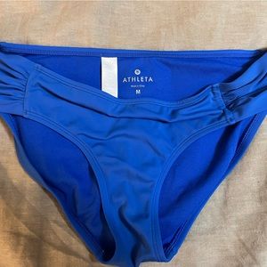 Athleta bathing suit royal blue medium bottoms size 34d bikini top